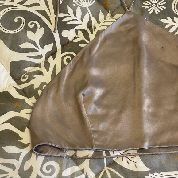 Amanda Uprichard M gray metallic crop top festival halter tank top backless - Picture 9 of 11